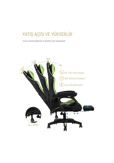 Fashcolle Dynamic Green Masajlı Oyuncu Koltuğu Yeşil