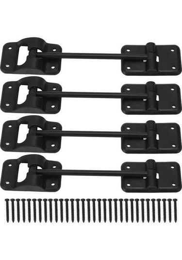 Ebitda 4 Takım T Tarzı Abs Kapı Mandalı Kilit Braketi, 6 Inç, Rv Kamp Römorku Giriş Kapısı Tutucu, Siyah