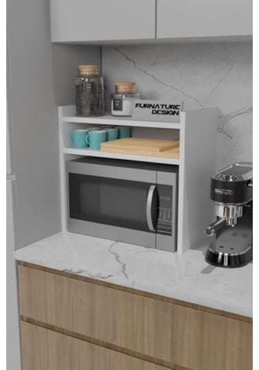 Tezgah Üstü Mikrodalga Fırın Rafı Mutfak Organizer Beyaz