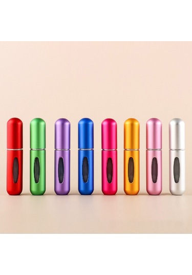 Mufunye 5 Adet 5 Ml Yeniden Doldurulabilen Parfüm Şişeleri Alttan Doğrudan Dolum Şeffaf Görüntüleme Pencereli Mini Taşınabilir Alüminyum Kendinden Pompalı Parfüm Şişesi