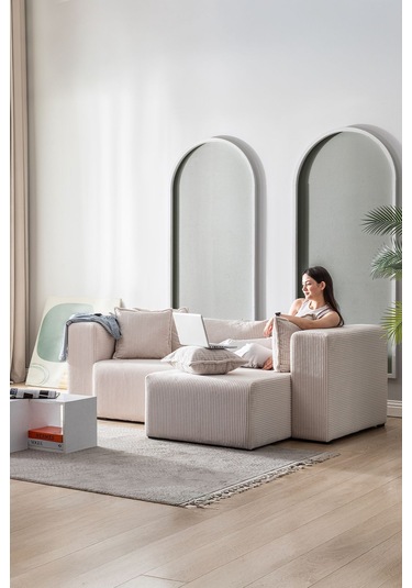 Katt Modüler Ekstra Rahat İskeletli 2 Li Koltuk 10 Renk Krem