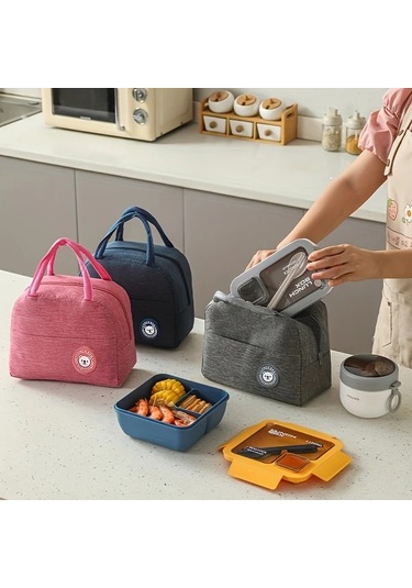 Elmpaly 1100m Sakura Pink Set 3 Parça El Tipi Büyük Kapasiteli Okul Ofis Piknik Yemek Çantası 1100m-sakura Pembe Set Adet