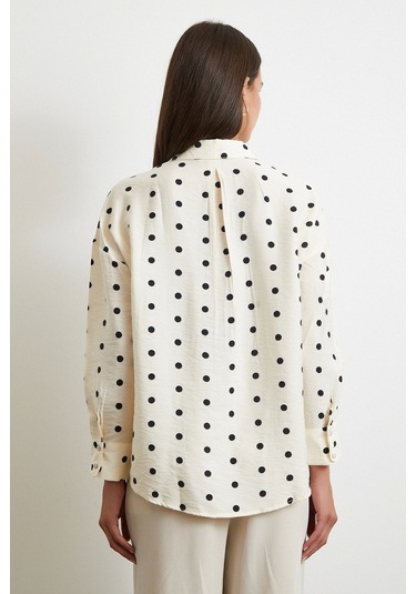 Puantiyeli Oversize Gömlek Siyah Siyah