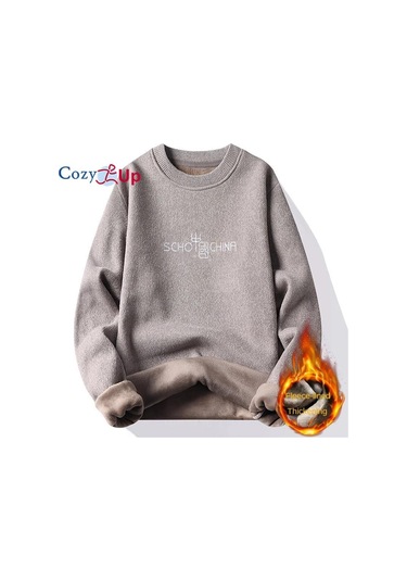 Cozy Up Erkek Peluş Ve Kalınlaştırılmış Örme Kazak Termal Sıcak Kazak Dış Haki
