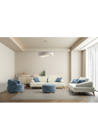 Arti Ahşap Ayaklı Mavi Berjer Mavi