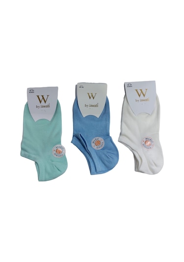 3'lü Kaliteli Modal Patik Kadın Çorap-mavi Mavi