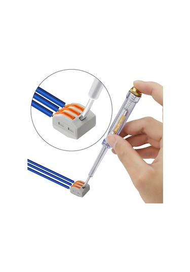 Koodmax 10 Adet Üçlü Kolay Kablo Tel Birleştirici Konnektör Vidasız Klemens - Hızlı Bağlantı Kesme