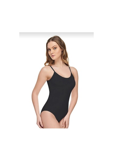 Tutku Elit 2004 Kadın Modal İp Askılı Çıtçıtlı Body Tekli Siyah