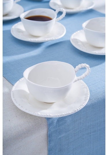 Acar Milano 6 Kişilik Çay Fincan Takımı - 220 Ml Beyaz