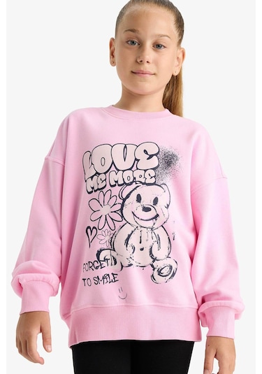 Defacto Pembe Kız Çocuk Sweatshirt E6755a8/pn666 Pembe