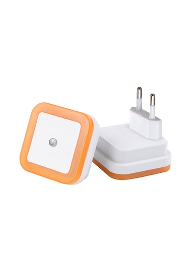 Geeksen Eu Plug Turuncu Led Akıllı Işık Kontrollü Sensör Gece Lambası - Otomatik Aç-kapat, Enerji Tasarruflu, Yatak Odası Duvar Fişi Lambası Turuncu