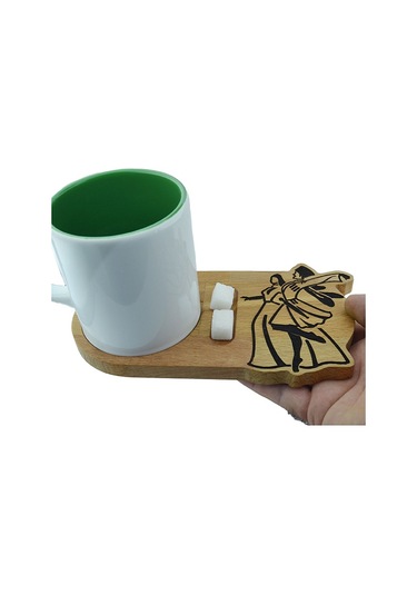 Ahşap Servis Sunum Tahta Bardak Altlığı - Kafkas Çerkes Dans Figürlü Ahşap