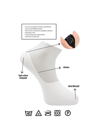 Bambu Erkek Babet Beyaz Çorap Dikişsiz Görünmez Kaydırmaz Topuk Silikonlu 6 Lı Paket Beyaz