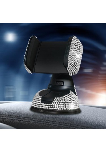 Telefon Desteği 360 Derece Döndürülebilir Süs Elmaslı Araba Gösterge Paneli Cep Telefonu Beyaz