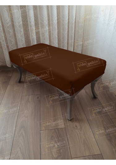 Ayak Ucu Kapı Önü Antre Düz Bench Puf Orta Sehpa Gümüş Ayak 110 Cm Kahve
