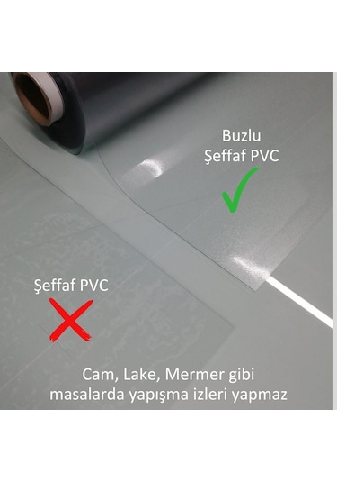 1,2 Mm Renksiz Buzlu Şeffaf Pvc Kalın Koruyucu Masa Örtüsü Cam / Lake / Mermerde Yapışma İzi Yapmaz