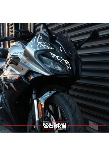 Cfmoto 250sr Sticker Ön Kafa Şimşek Desen Dekor Sticker Modeli