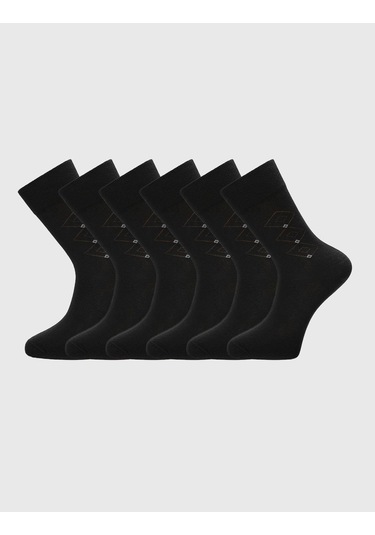 6'lı Set Kutulu Siyah Erkek Çorap Siyah