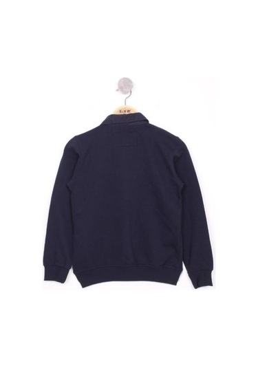 Toontoy Erkek Çocuk Gömlek Yaka Okul Sweatshirt Lacivert