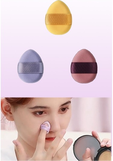 Melien Mini Puf Parmak Yüz Makyaj Süngeri 3'lü