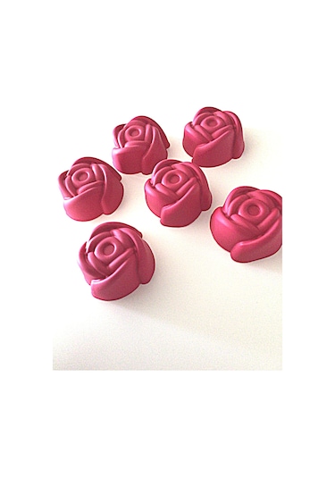 Pink Rose Bybirgul Mini Silikon Gül Kek Kalıbı Kırmızı