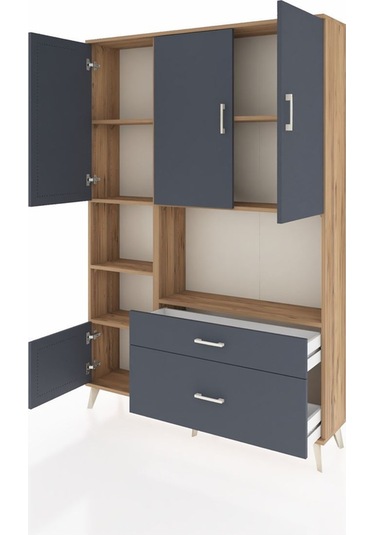 Arges Dolap 7 Raflı 2 Çekmeceli 5 Kapaklı 132x30x195 Çam-antrasit/antrasit Antrasıt/antrasıt Arges Dolap 7 Raflı 2 Çekmeceli 5 Kapaklı 132x30x195 Çam-antrasit/antrasit Antrasıt/antrasıt