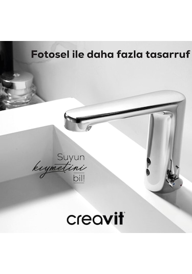 Creavit Fotoselli Lavabo Armatürü Çift Su Girişli Krom Bt.es2410