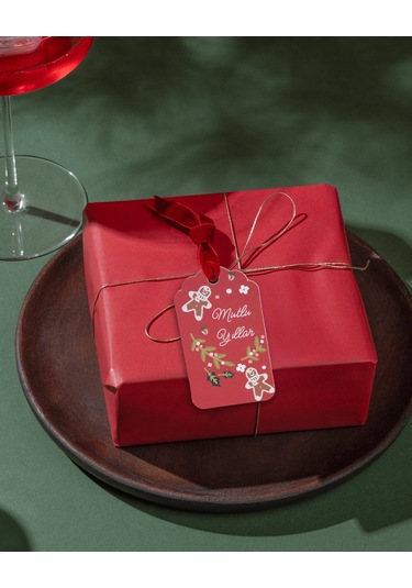 Mutlu Yıllar Yazılı Hediye Etiketi, Yeniyıl Ginger Man Paketleme