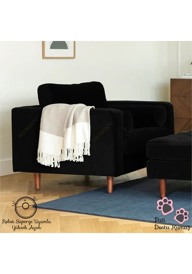 Ürgüp Siyah Tekli Koltuk Berjer Lobby Koltuğu Terapi Bekleme Koltuğu Siyah