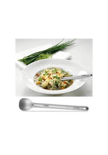 Lixada Ultralight Titanyum Uzun Saplı Kaşık Ve Spork Çatal Seti Taşınabilir Açık Yemek Kaşığı Gri