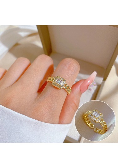 Ayarlanabilir Açıklığa Sahip Zarif Zirkon Yüzük No.38 Çok Renkli