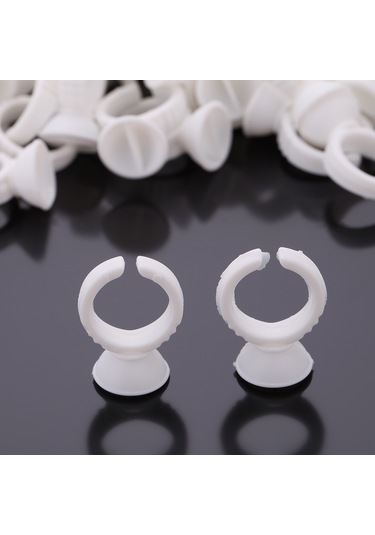 Kangvka 100 Adet Plastik Kirpik Talaşı Tutucu Yüzükleri - 1.3cm Dış Çap, 1.1cm İç Çap - Kirpik Uzatma Ve Kaş Dövme İşlemleri İçin Kolay Kullanım