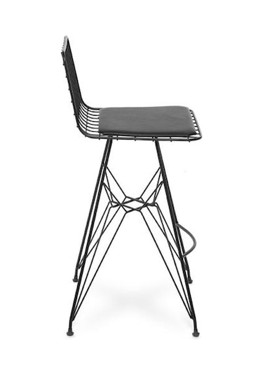 Akın Lüx 2'li Tel Bar Taburesi - Siyah Siyah