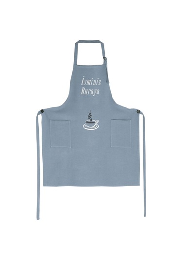 Mutfak Önlüğü Kişiye Ve İsme Özel Nakışlı Mutfak Önlüğü Fincan 02 Farklı Renkler Mavi