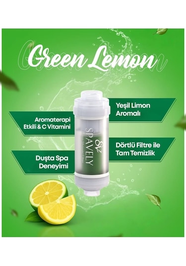 Spavely Yeşil Limon Duş Başlığı Filtresi Arıtması Güney Kore Menşei Klor Kireç Karşıtı Hoş Kokulu 150 Gr Beyaz