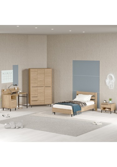 Robin Home Lidya Genç Odası Takımı 4'lü Set Sepet Kahverengi