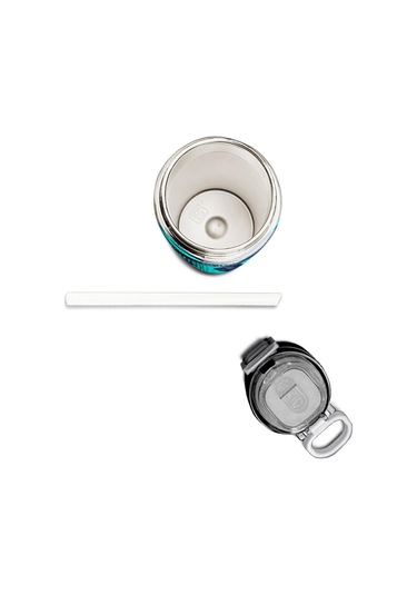 Coral High Kids Lacivert Turkuaz Desenli Pipetli Ve Direkt İçim Çelik Termos 500 Ml 31886 Turkuaz