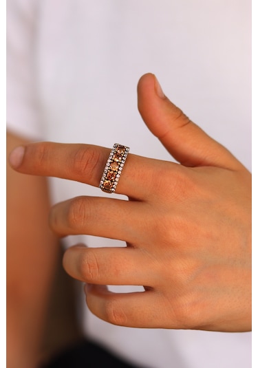 Sitrin Taşlı Beştaş Model Otantik Kadın Gümüş Yüzük 201024339 Gümüş