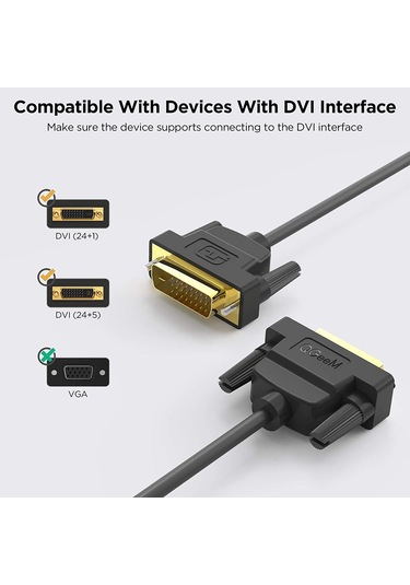 Qgeem QG-HD15 Çift-Bağlantı DVI Kablo Adaptörü Kablosu 1 Metre