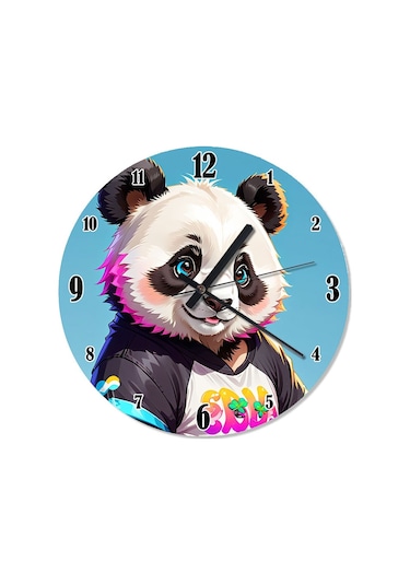 Sevimli Panda Dekoratif Duvar Saati