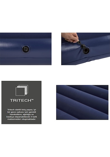 Pavillo 67680 Tritech Twin 185x99x30cm Şişme Yatak Lacivert