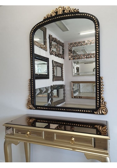 Ayna Denizi Lady Black Gold Model Siyah Altın Renk Dekoratif Ayna Altın - Siyah