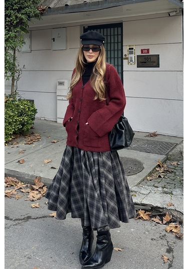 Bordo Çift Cepli Hırka - 04622 Bordo