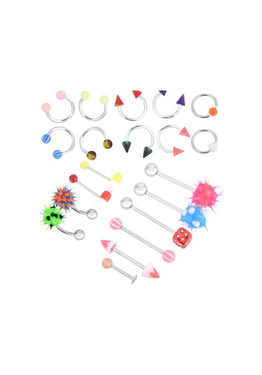 Moveevo 110 Adet Tüpçe, Burun & Göbek Piercing Takımı - Tıbbi Çelik, Alerjiye Dirençli, Farklı Şekiller Ve Renkler Rastgele Seçim Diğer