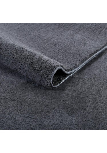 Yumuşak Peluş Halı Kaymaz Tabanlı, Yıkanabilir, Modern Dokulu Halı Koyu Gri
