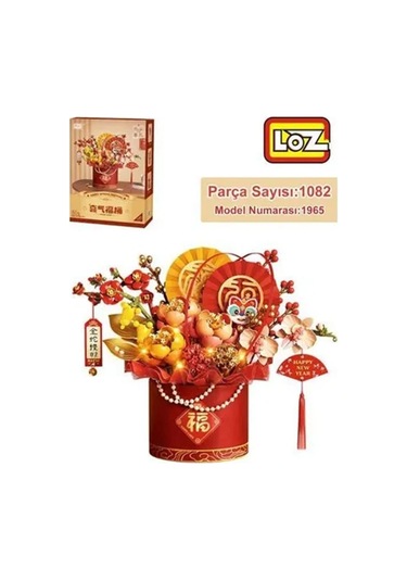 Lz-1965 Kırmızı Ebedi Çiçek Sanat Kovası 1082 Parça Block Oyuncak