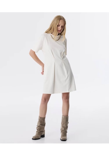 Twist Çıkarılabilir Zincirli Penye Ekru Kadın Elbise Tw6250002168 Ekru