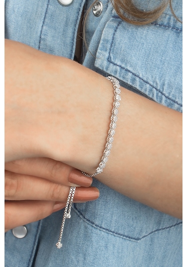 925 Ayar Gümüş Pırlanta Tasarımı Asansörlü Bileklik