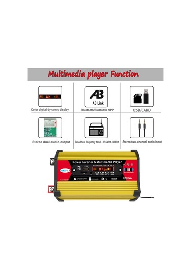 Solıke Tech 300w Modifiye Sinüs İnvertörü, Bluetooth Mp3/fm Multimedya Oynatıcı İle 12v İla 220v