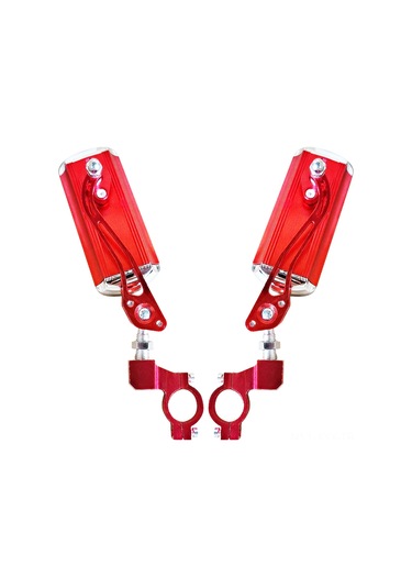 Yaleker Bisiklet İçin Alüminyum Geribakış Aynası - 22.2mm'den Düşük Saplar İçin - Ayarları Kolay - Dayanıklı - Geniş Görünüm - Kırmızı Çift Kırmızı